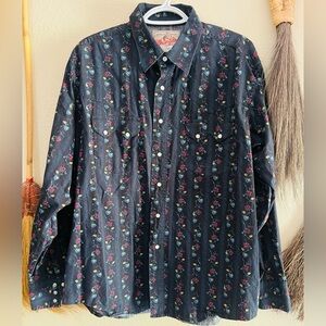 Men’s Wrangler Retro Floral Patterned Pearl Snap Long Sleeve Shirt